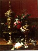 unknow artist, Floral, beautiful classical still life of flowers.056